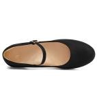 Black Suede Round Toe Mary Jane High Heels