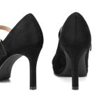 Black Suede Round Toe Mary Jane High Heels