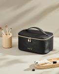 Stylish Black Makeup Bag with Brush Holder