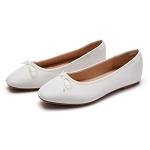 AFEETSING Women's Bow Detail Ballet Flats in White