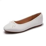 AFEETSING Women's Bow Detail Ballet Flats in White