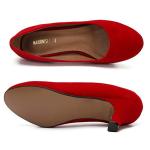 Red Velvet Mid Kitten Heel Round Toe Pumps