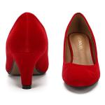 Red Velvet Mid Kitten Heel Round Toe Pumps