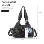 Angel Kiss Black Leather Hobo Tote Bag