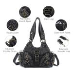Angel Kiss Black Leather Hobo Tote Bag