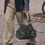 Angel Kiss Black Leather Hobo Tote Bag