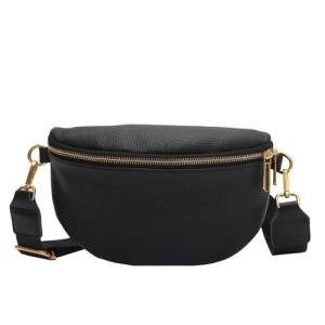 Premium Black Leather Crossbody Bag for Women