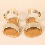 Gold Two Strap Buckle Sandals for Women