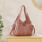 Stylish Women's Tote Bag in Pink Leather