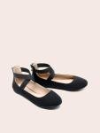 DREAM PAIRS Women's Stylish Black Ankle Strap Flats