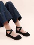 DREAM PAIRS Women's Stylish Black Ankle Strap Flats