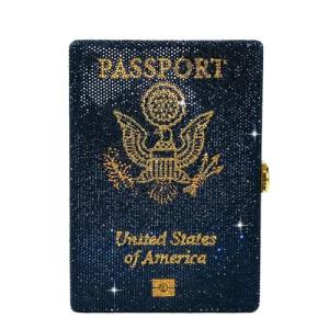 Retro Crystal Clutch Bag for Women - Navy