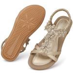 Gold Dressy Flat Sandals for Women, Size 7