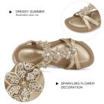 Gold Dressy Flat Sandals for Women, Size 7