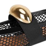 Black Mesh Ballet Flats with Buckle Strap