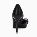 Black Bow Heels Stiletto Wedding Dress Shoes