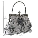 Vintage Floral Beaded Evening Clutch and Crossbody Bag