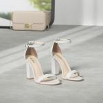 Ankis White Open Toe Ankle Strap High Heels