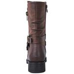 Brown Mid Calf Biker Boots for Women
