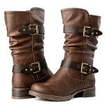 Brown Mid-Calf Fashion Boots for Women, Size 7.5