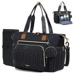 Stylish Black Waterproof Diaper Bag Tote
