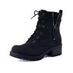 Dunes Kobe Black Lace-Up Combat Boots for Women