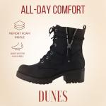 Dunes Kobe Black Lace-Up Combat Boots for Women
