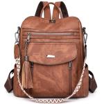 Chic Brown PU Leather Backpack Purse for Women