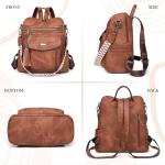Chic Brown PU Leather Backpack Purse for Women