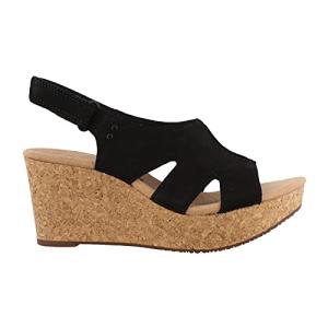 Clarks Annadel Bari Black Nubuck Platform Sandals