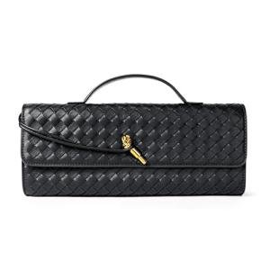 Joryin Black Woven Leather Evening Clutch