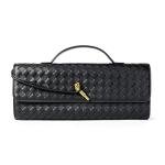 Joryin Black Woven Leather Evening Clutch