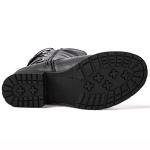 Women's Black Quilted Knee High Strappy Boots