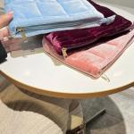 Pink Velvet Quilted Makeup Bag for Women