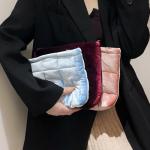 Pink Velvet Quilted Makeup Bag for Women