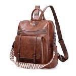 Stylish Brown PU Leather Backpack Purse for Women