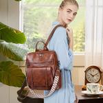 Stylish Brown PU Leather Backpack Purse for Women