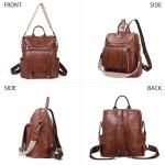Stylish Brown PU Leather Backpack Purse for Women