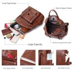 Stylish Brown PU Leather Backpack Purse for Women