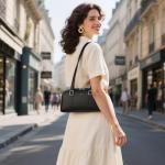 Keyli Leather Double Zip Shoulder Bag for Women