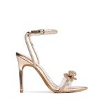 Champagne Double Bowknots Crystal Slingback Heels