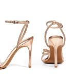 Champagne Double Bowknots Crystal Slingback Heels