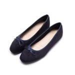 AFEETSING Women's Bow Detail Ballet Flats - Navy Blue