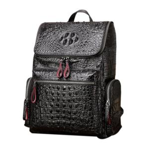Boshiho Crocodile Pattern Leather Backpack for Men
