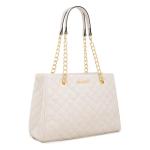 Montana West Quilted Chain Tote Bag - White