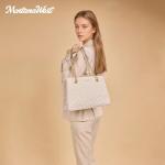 Montana West Quilted Chain Tote Bag - White