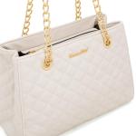 Montana West Quilted Chain Tote Bag - White