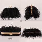 Black Ostrich Feather Clutch Evening Bag