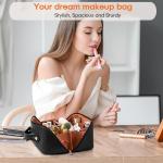 Black PU Leather Travel Cosmetic Organizer Bag