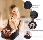 Black PU Leather Travel Cosmetic Organizer Bag